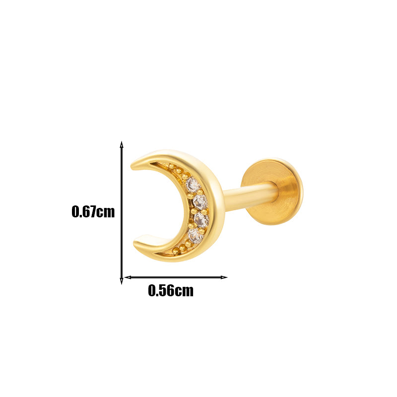 1 Piece Lip Rings Simple Style Heart Shape Flower Butterfly Copper Plating Inlay Zircon Lip Stud