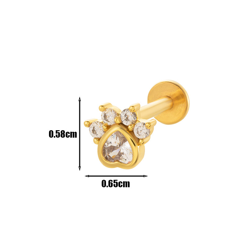 1 Piece Lip Rings Simple Style Heart Shape Flower Butterfly Copper Plating Inlay Zircon Lip Stud