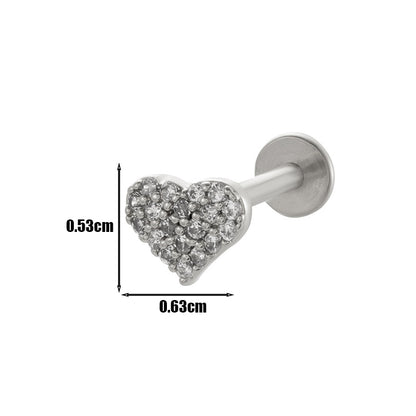 1 Piece Lip Rings Simple Style Heart Shape Flower Butterfly Copper Plating Inlay Zircon Lip Stud