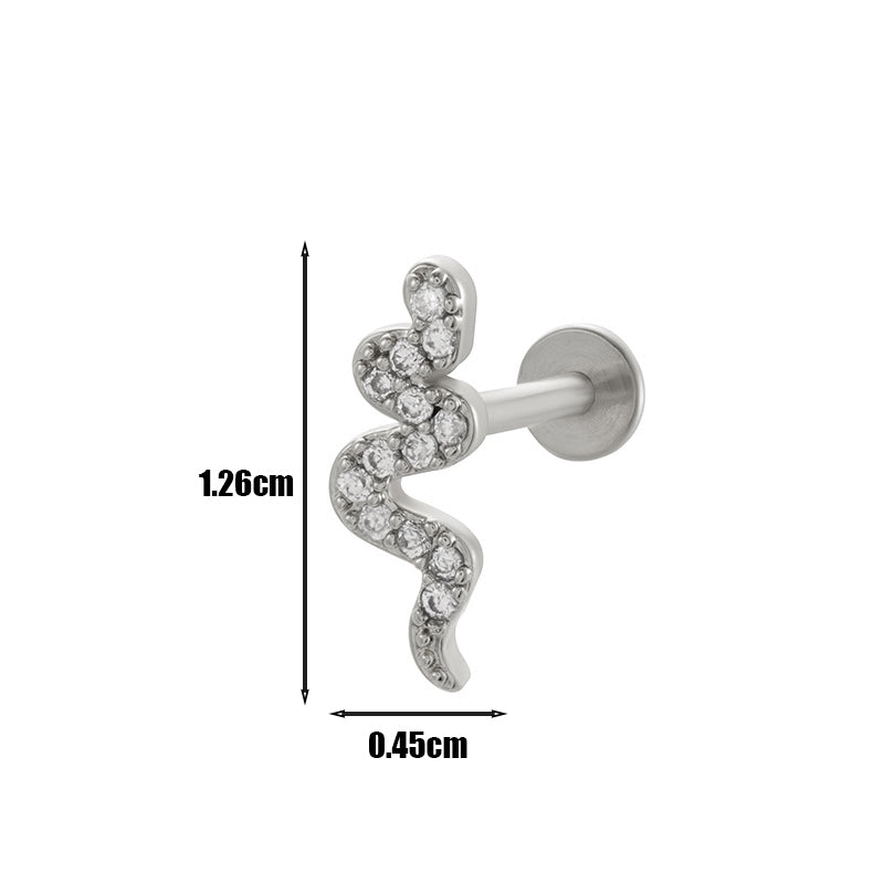 1 Piece Lip Rings Simple Style Heart Shape Flower Butterfly Copper Plating Inlay Zircon Lip Stud