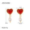 1 Pair Elegant Romantic Heart Shape Plating Inlay Stainless Steel Freshwater Pearl Agate Drop Earrings