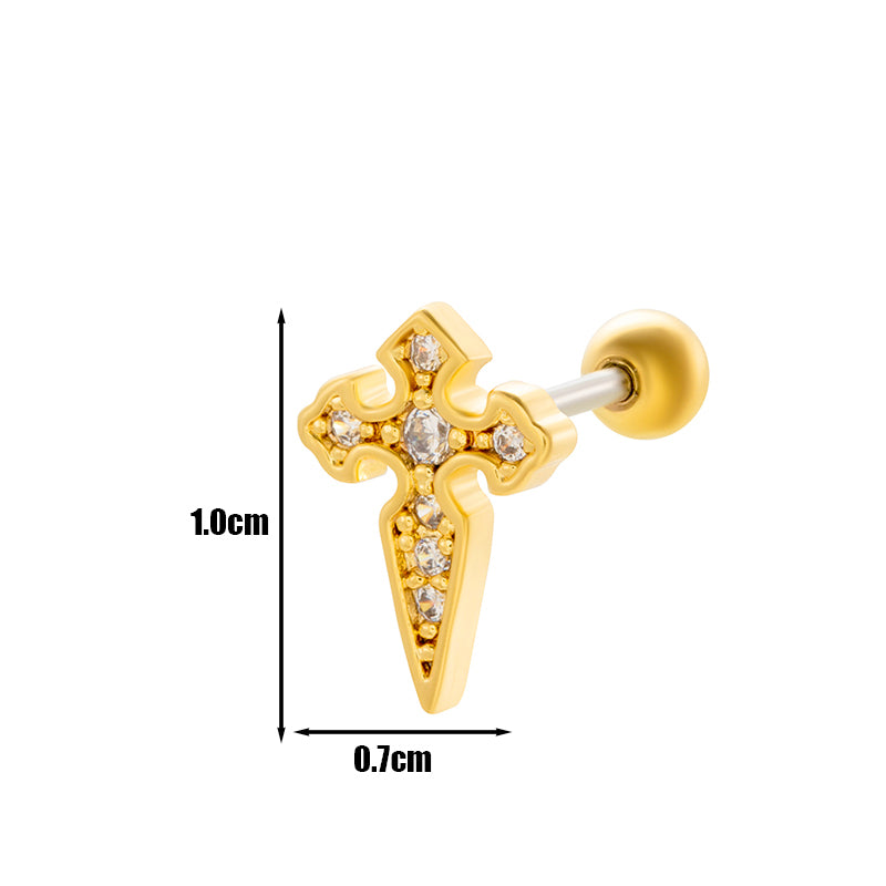 1 Piece Simple Style Geometric Plating Inlay Stainless Steel Zircon Ear Studs