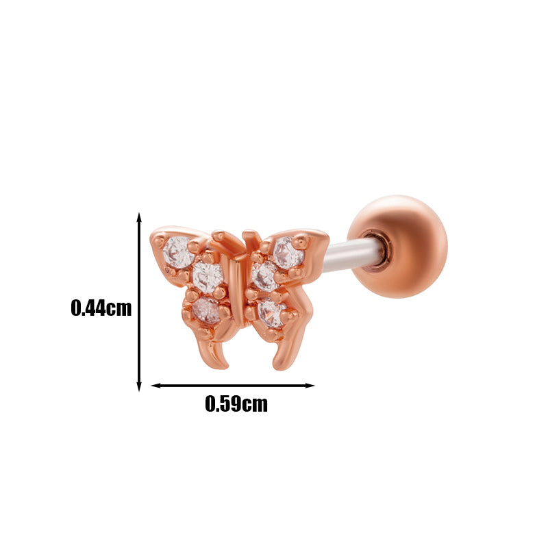 1 Piece Simple Style Geometric Plating Inlay Stainless Steel Zircon Ear Studs