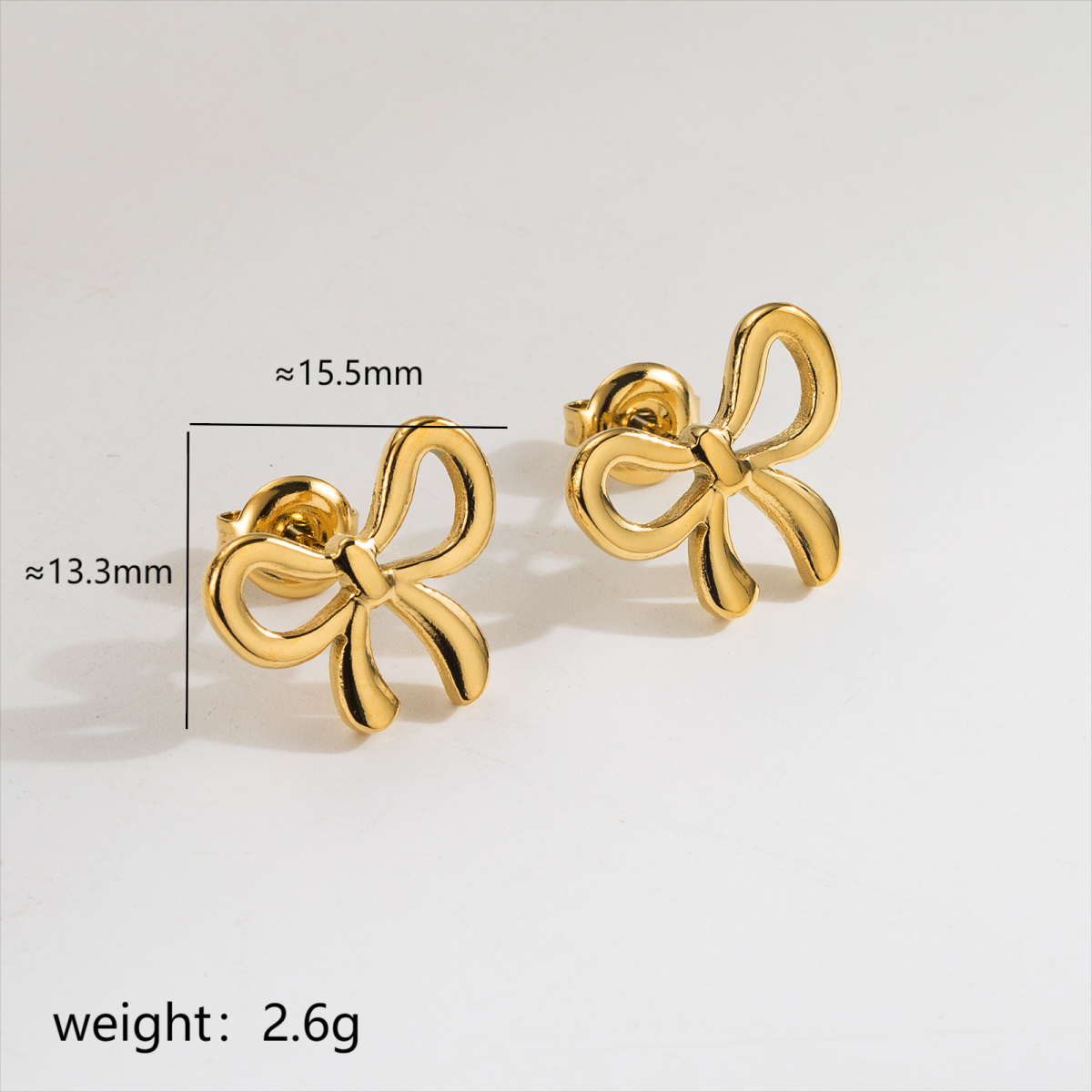 1 Pair Cute Simple Style Classic Style Bow Knot Plating Stainless Steel 18k Gold Plated Ear Studs