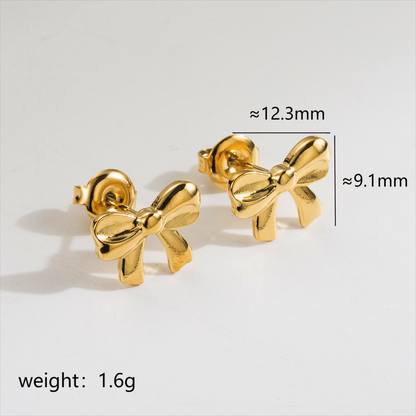 1 Pair Cute Simple Style Classic Style Bow Knot Plating Stainless Steel 18k Gold Plated Ear Studs