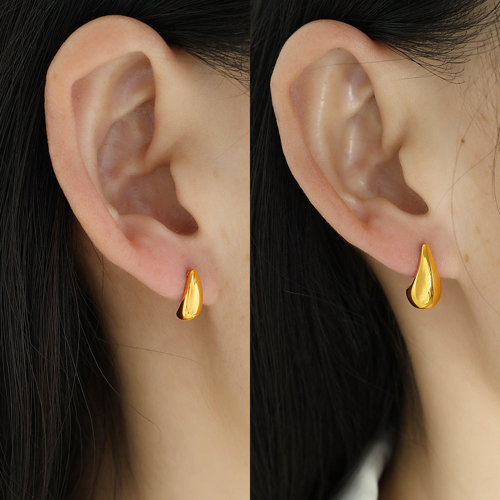 1 Pair Simple Style Water Droplets Plating Titanium Steel 18k Gold Plated Ear Studs