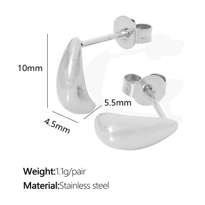 1 Pair Simple Style Water Droplets Plating Titanium Steel 18k Gold Plated Ear Studs