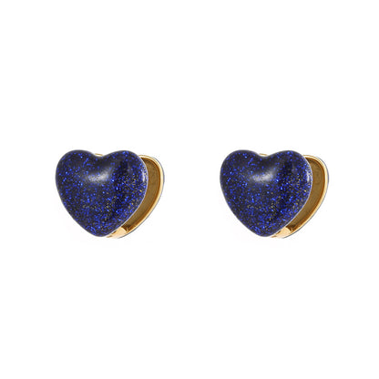 1 Pair Casual Simple Style Classic Style Heart Shape Epoxy Plating Stainless Steel Resin Titanium Steel Gold Plated Earrings