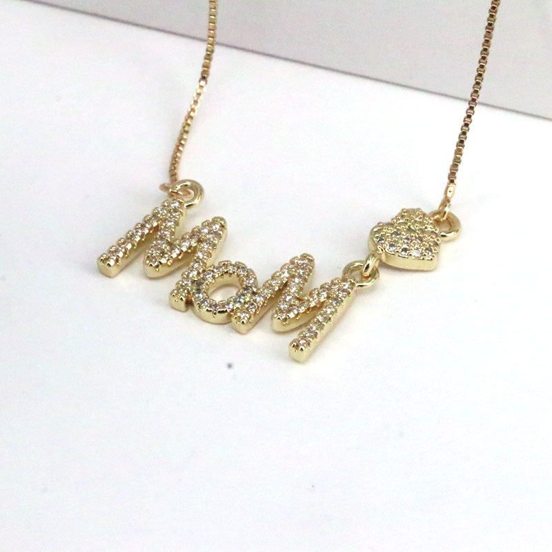 Copper Vintage Style Letter Plating Inlay Zircon Pendant Necklace