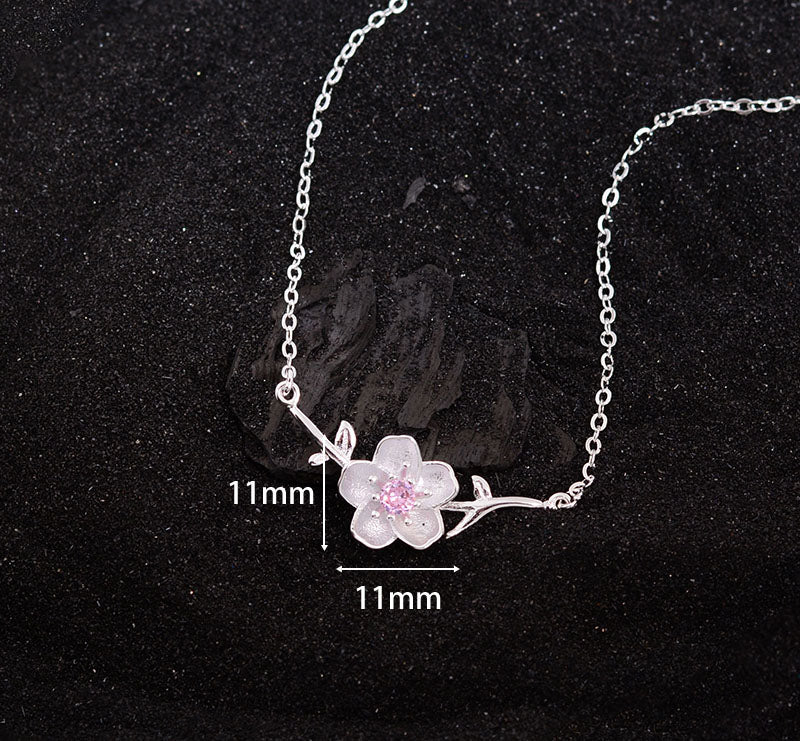 Copper Sweet Flower Plating Inlay Rhinestones Necklace