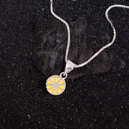 Copper Cute Sweet Lemon Enamel Plating Pendant Necklace