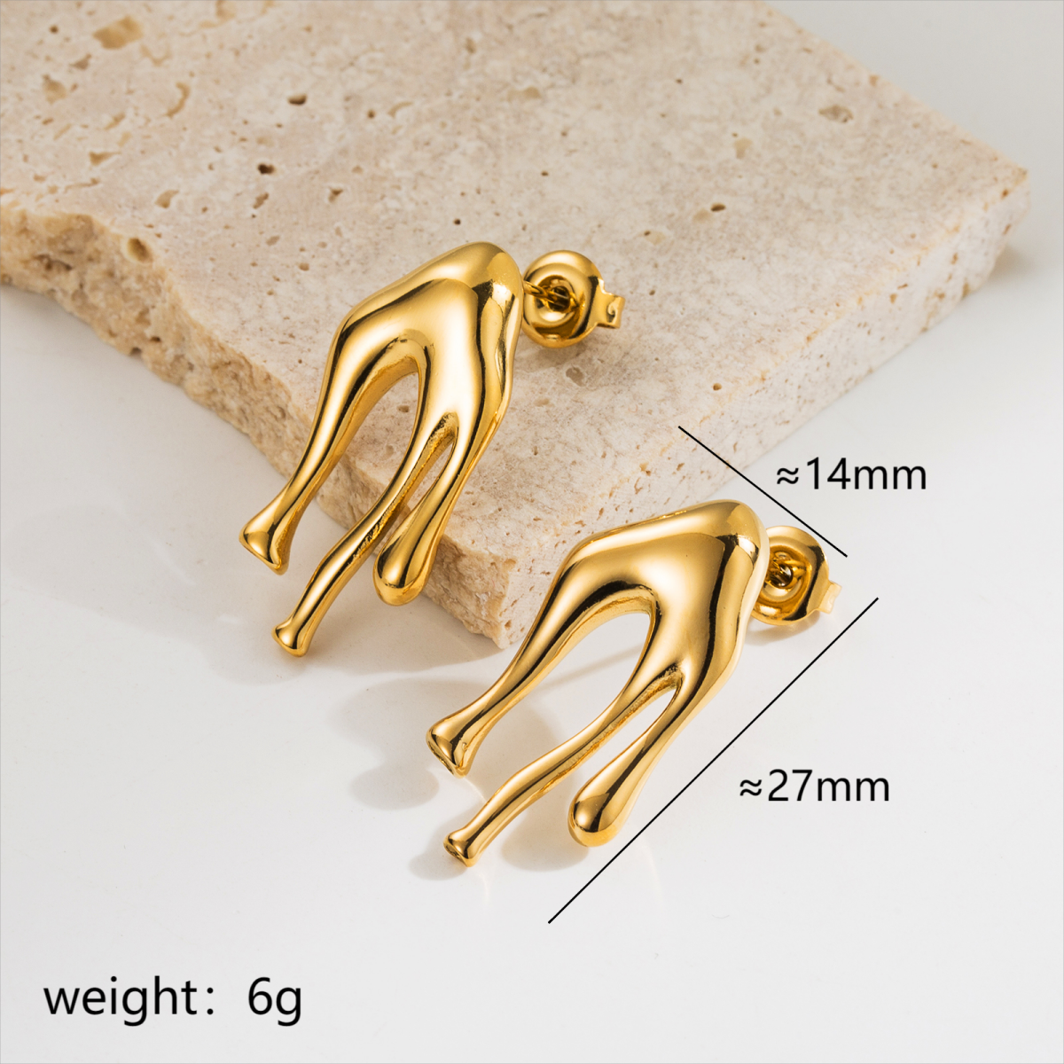 1 Pair Vintage Style Vacation Classic Style Stripe Grid Side Stripe Water Drop Stainless Steel 18k Gold Plated Ear Studs