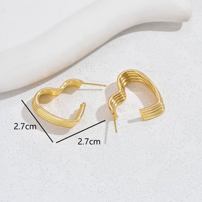 1 Pair Elegant Heart Shape Knot Butterfly Irregular Layered Plating Copper Ear Studs