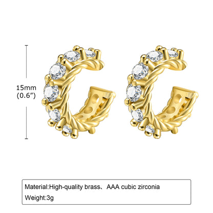 1 Piece Simple Style Geometric Plating Inlay Brass Zircon Ear Cuffs