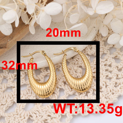 1 Pair IG Style Geometric Solid Color Plating Stainless Steel Hoop Earrings