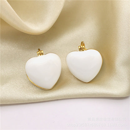 1 Pair Cute Heart Shape Brass Ear Studs