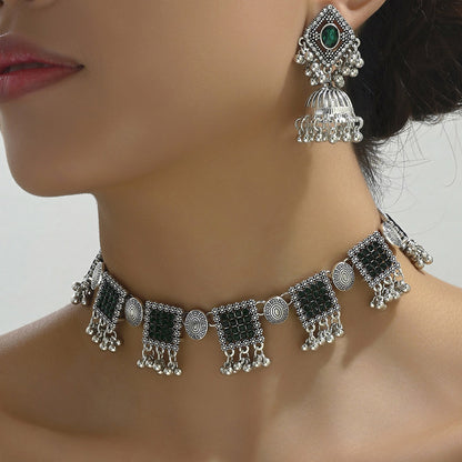 Vintage Style Geometric Alloy Rhinestones Women's Jewelry Set