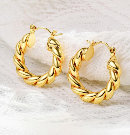 1 Pair Simple Style C Shape Plating Inlay Copper Zircon Hoop Earrings Ear Studs