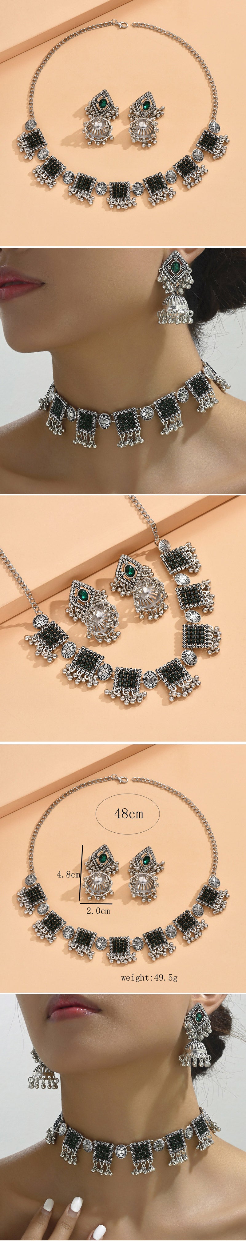 Vintage Style Geometric Alloy Rhinestones Women's Jewelry Set