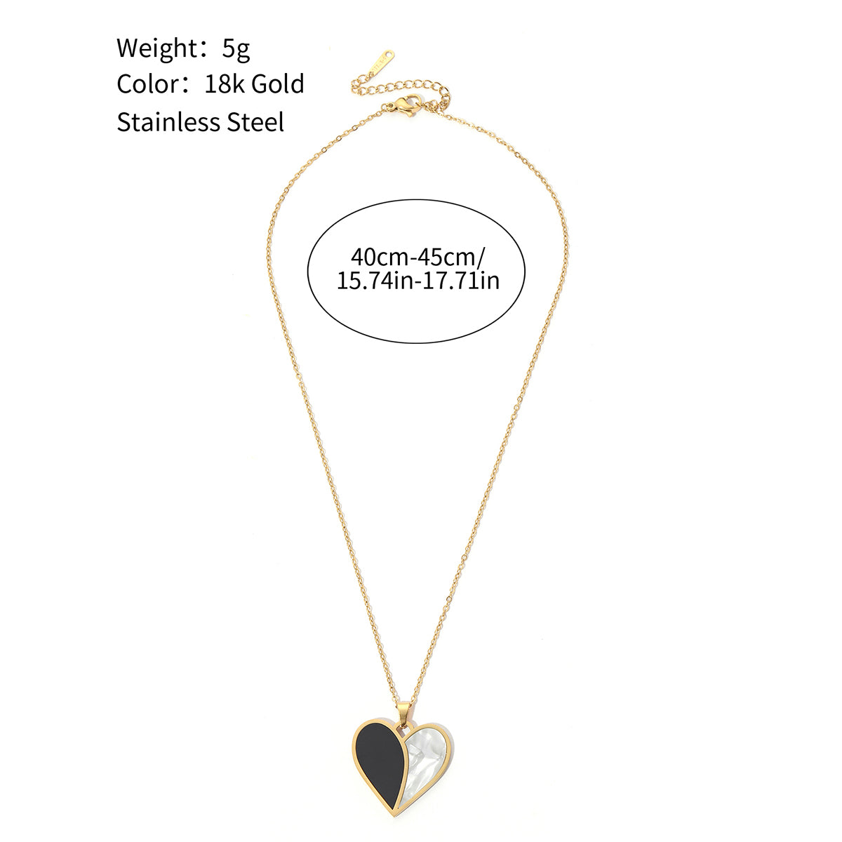 Titanium Steel Classic Style Heart Shape Polishing Plating Inlay Shell Pendant Necklace