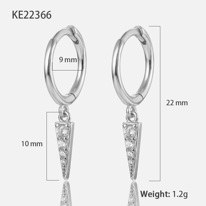 1 Pair Hip-hop Geometric Plating Inlay Sterling Silver Zircon Drop Earrings