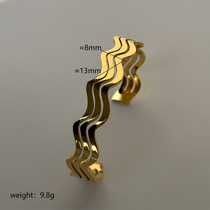 Vintage Style Vacation Classic Style Waves Stainless Steel Plating 18k Gold Plated Earrings