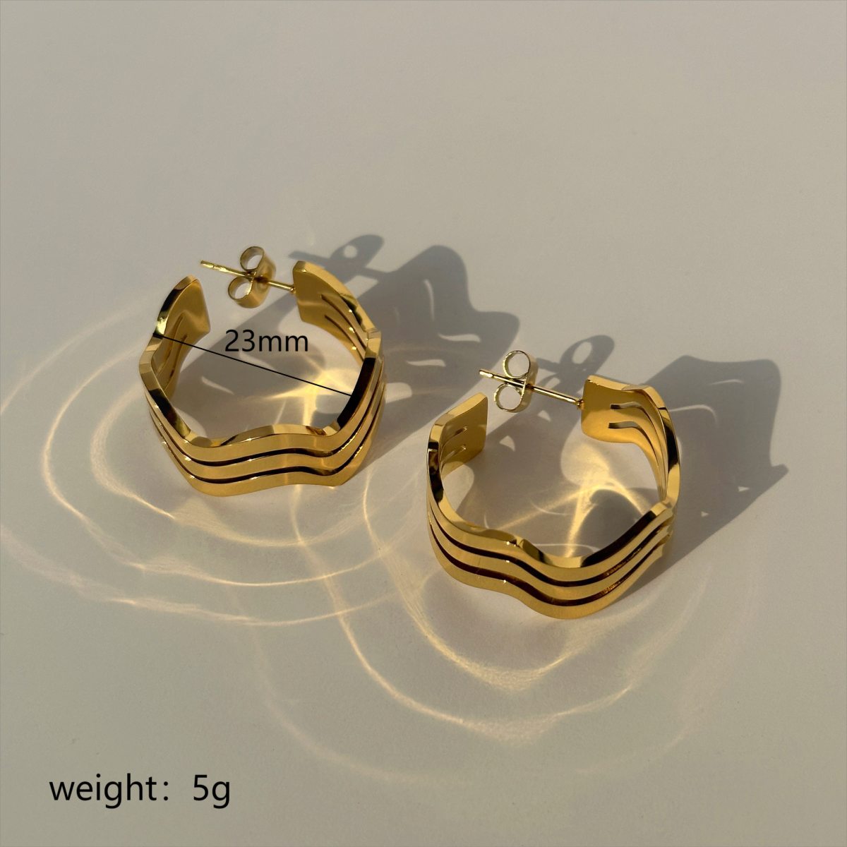 Vintage Style Vacation Classic Style Waves Stainless Steel Plating 18k Gold Plated Earrings