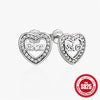 1 Pair Simple Style Letter Heart Shape Plating Inlay Sterling Silver Zircon Ear Studs