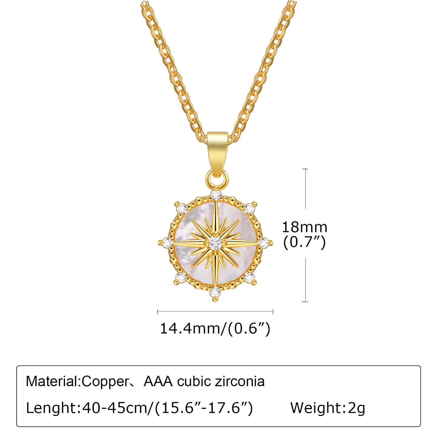 Copper IG Style Sweet Hexagram Flower Plating Inlay Shell Pendant Necklace