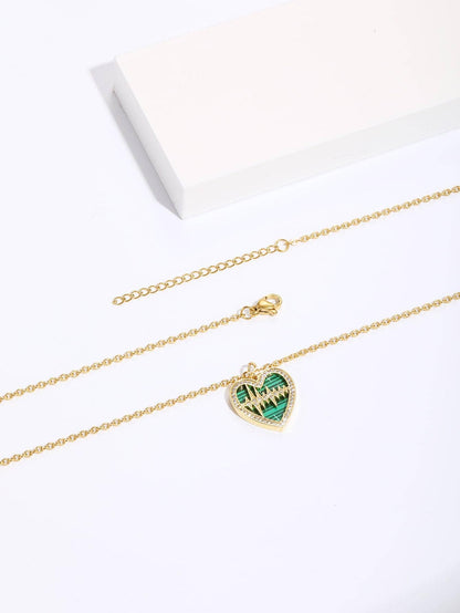 Copper Vintage Style Heart Shape Plating Inlay Turquoise Zircon Pendant Necklace