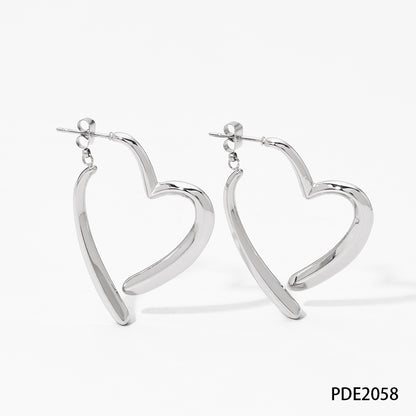 1 Pair Vintage Style Heart Shape Plating Stainless Steel Drop Earrings