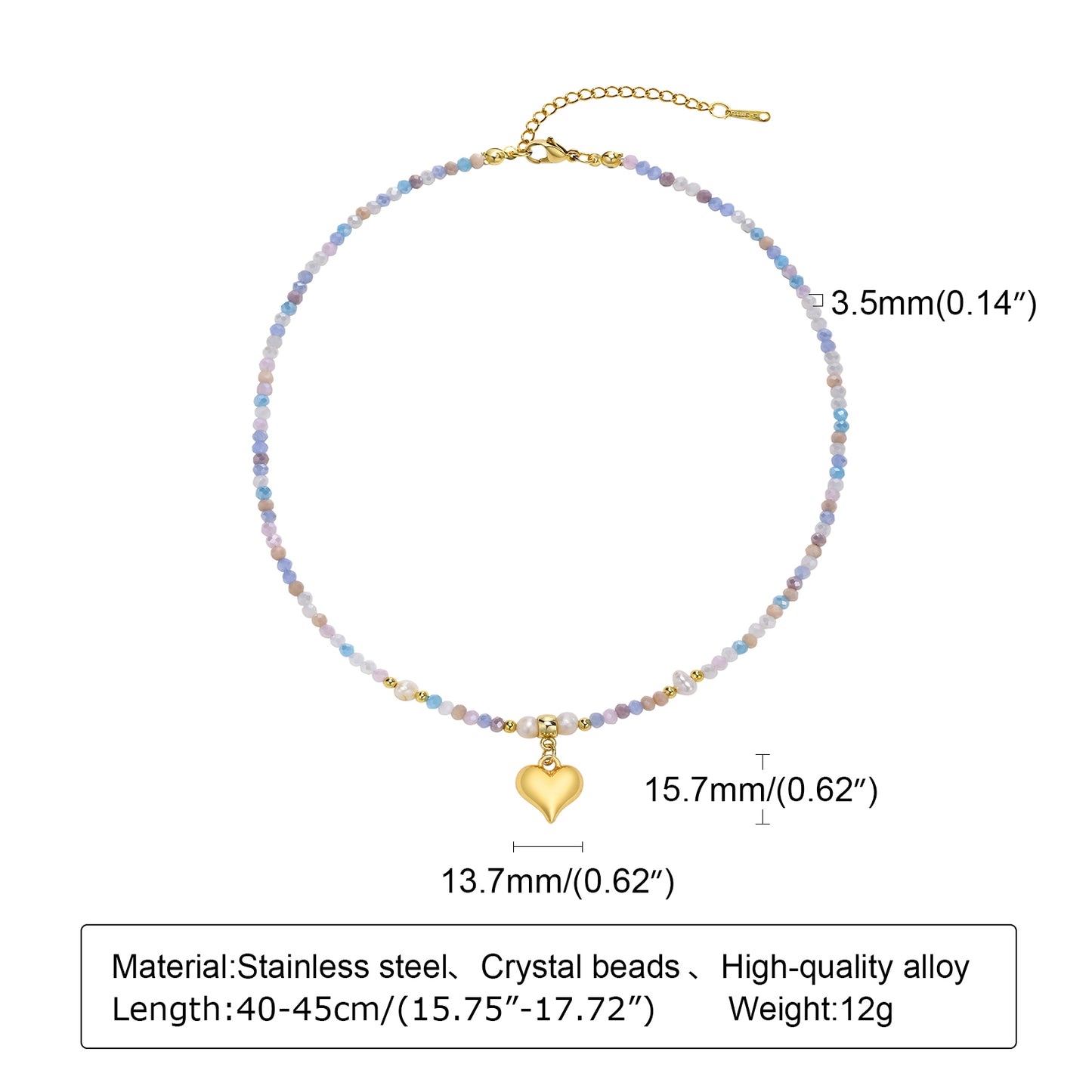 IG Style Heart Shape Artificial Crystal Alloy Beaded Plating Women's Pendant Necklace