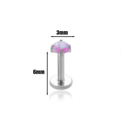 1 Piece Simple Style Round Plating Inlay Stainless Steel Opal Ear Studs