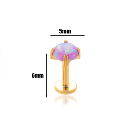 1 Piece Simple Style Round Plating Inlay Stainless Steel Opal Ear Studs