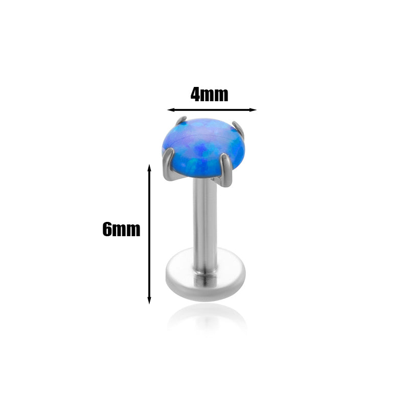 1 Piece Simple Style Round Plating Inlay Stainless Steel Opal Ear Studs