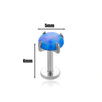 1 Piece Simple Style Round Plating Inlay Stainless Steel Opal Ear Studs