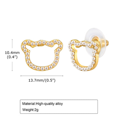 1 Pair Sweet Crown Bow Knot Plating Inlay Copper Artificial Pearls Zircon Ear Studs