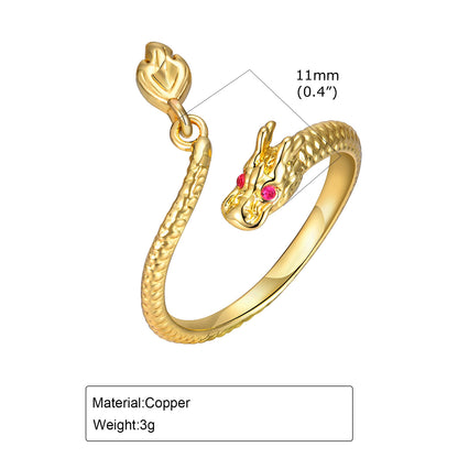 Wholesale Simple Style Dragon Copper Plating Open Rings