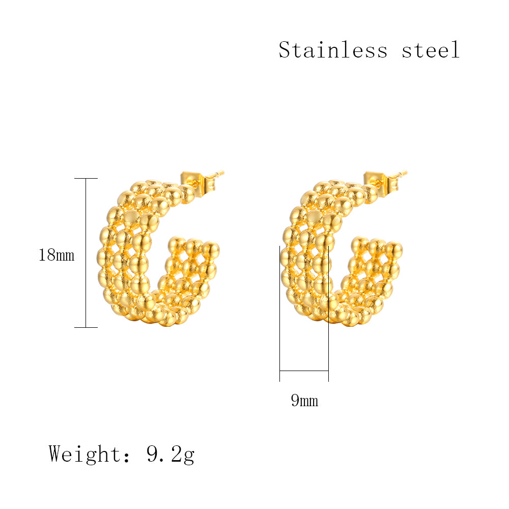 1 Pair Elegant C Shape Irregular Polishing Stainless Steel 18K Gold Plated Ear Studs