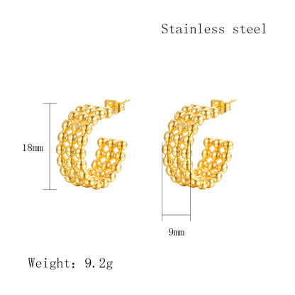 1 Pair Elegant C Shape Irregular Polishing Stainless Steel 18K Gold Plated Ear Studs