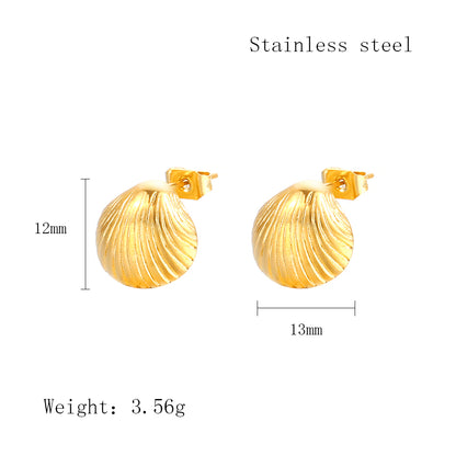 1 Pair Elegant C Shape Irregular Polishing Stainless Steel 18K Gold Plated Ear Studs