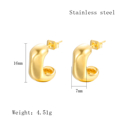 1 Pair Elegant C Shape Irregular Polishing Stainless Steel 18K Gold Plated Ear Studs