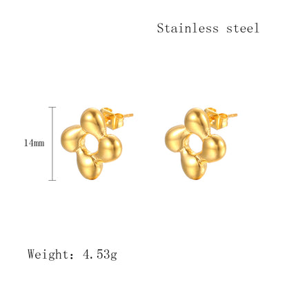 1 Pair IG Style Irregular Heart Shape Shell Plating Stainless Steel Ear Studs