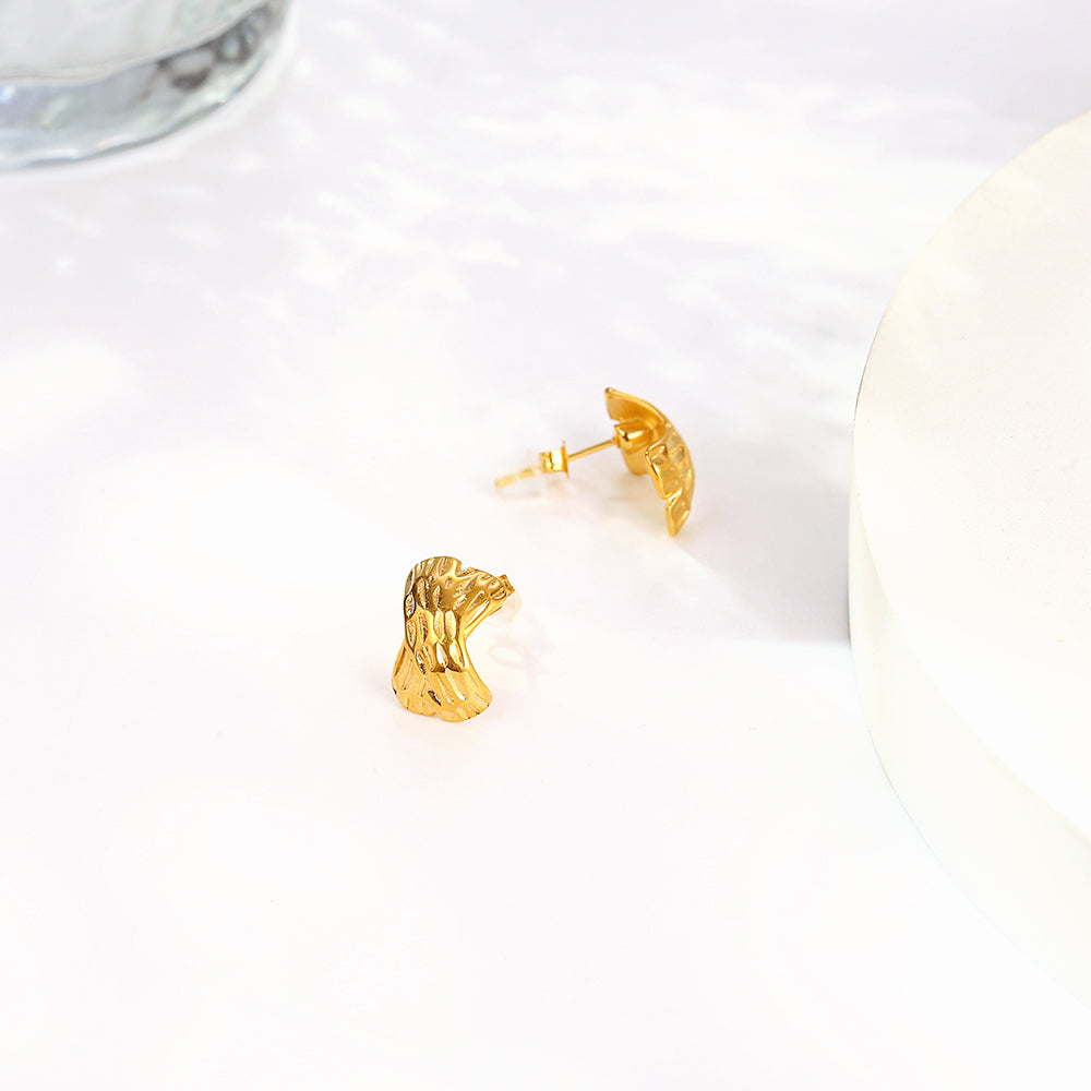 1 Pair Elegant C Shape Irregular Polishing Stainless Steel 18K Gold Plated Ear Studs