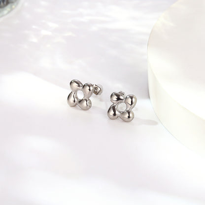 1 Pair IG Style Irregular Heart Shape Shell Plating Stainless Steel Ear Studs