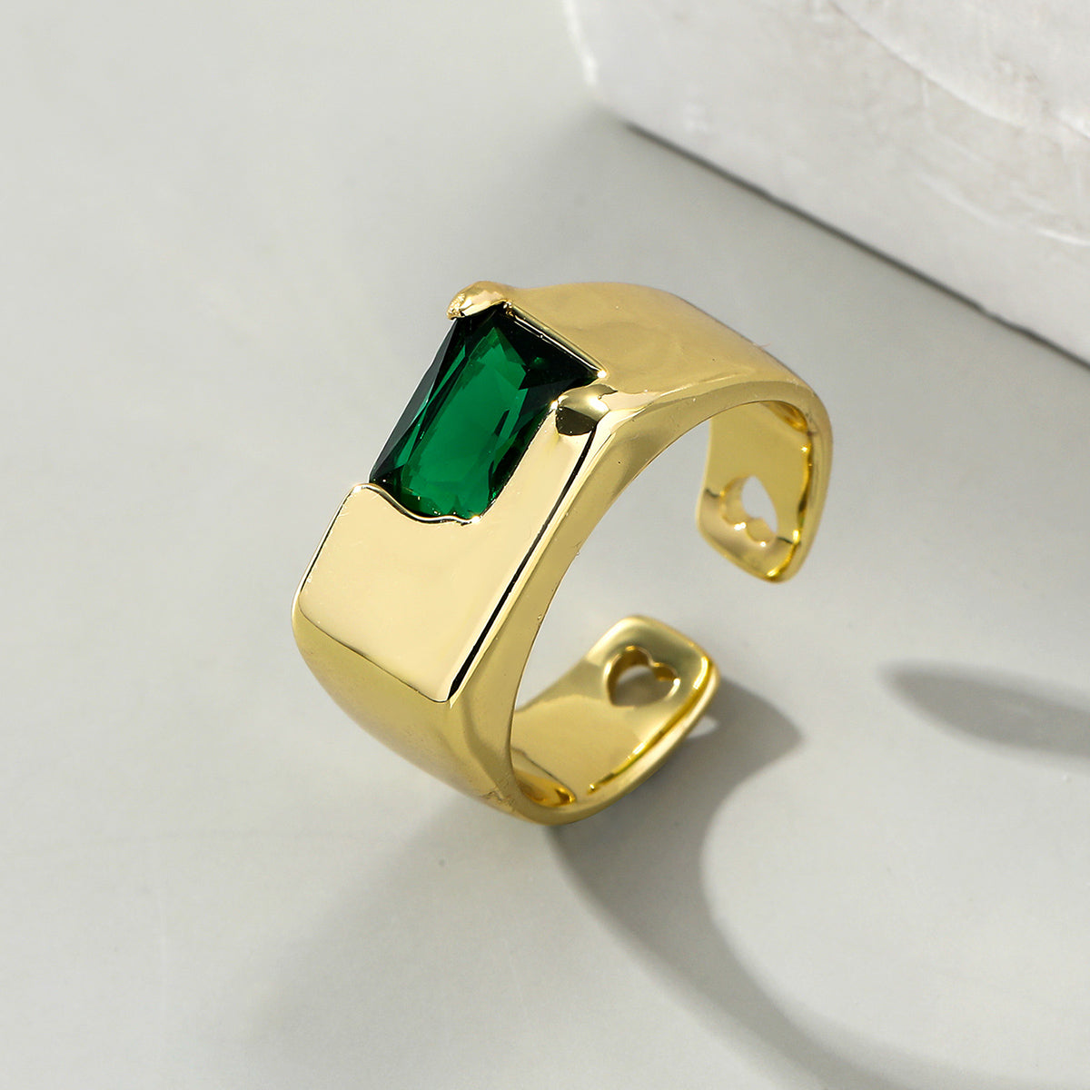 Wholesale Simple Style Geometric Color Block Copper Plating Inlay Zircon Open Rings