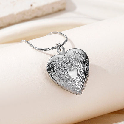 Stainless Steel Vintage Style Classic Style Square Oval Heart Shape Plating Pendant Necklace