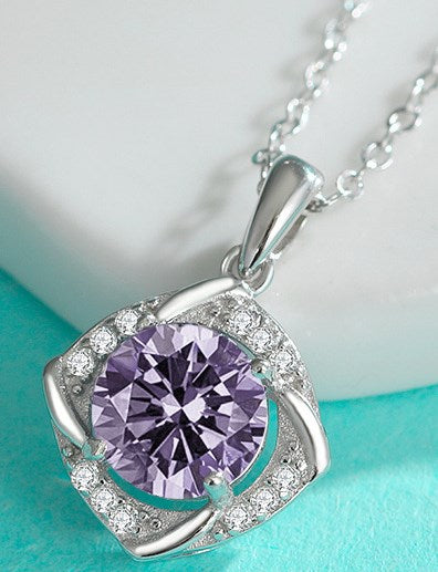 Luxurious Shiny Four Leaf Clover Sterling Silver Moissanite Zircon Pendant Necklace In Bulk