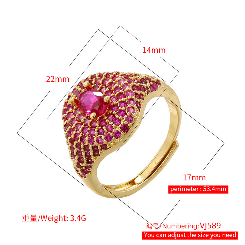 Wholesale Elegant Oval Copper Plating Inlay Zircon Open Rings