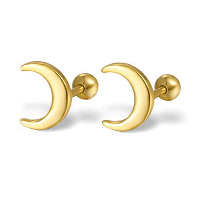 1 Pair Simple Style Moon Plating Sterling Silver 18k Gold Plated White Gold Plated Ear Studs